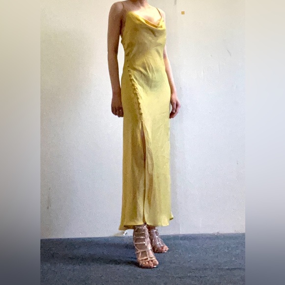 yellow rosette dress Rocky LINEN Dress CHARTREUSE LINEN / XS main image 0